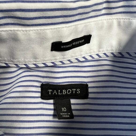 Talbots Stripe Wrinkle Resistant Button Up Shirt Size 10 Office Career Preppy - Picture 4 of 7